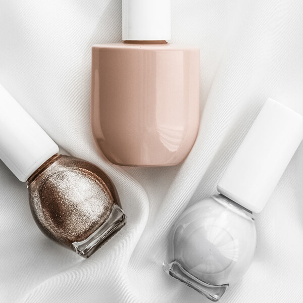 Neutral nail polish bottles and color inspiration
